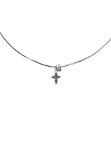 Snake chain] cubic cross ring necklace