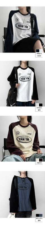 Eファーム カラー ラグランロングスリーブTシャツ