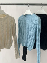 Baby Blue Twisted Long Sleeve Knitwear
