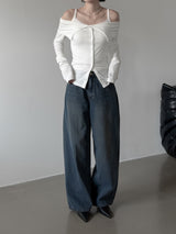 Belk Button Off-Shoulder Cardigan
