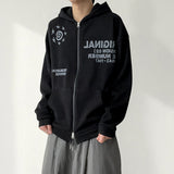 Jinal Illustration Lettering Knit Two Way Hooded Zip-Up