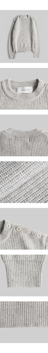 Wool Button Round Knit [Gray]