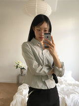 バウンスストライプスリムフィットクロップドロングTシャツ