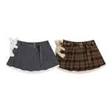 Teddy Belt Check Pleated Skirt 232425749