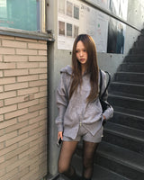 グレーニットフードジャンパーセット