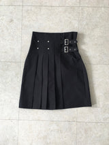Buckle pleats midi skirt