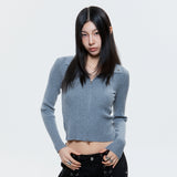 (DUC) Zip-Up Cardigan Gray