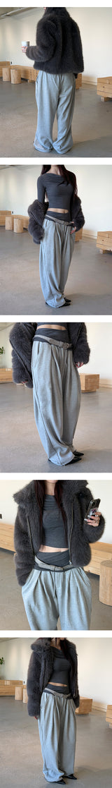 [Unisex] ディープタックワイドスウェットパンツ(3color)