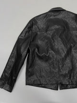 [Unisex] Crop Leather Single Over Fit Jacket