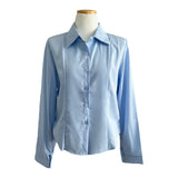 Soft Palette Panel-Cut Collar Shirt Blouse