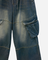 Deep-washed Cargo Denim Pants