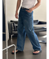 [Unisex]スタッドワイドデニムパンツ