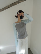 [prts made] フラワーベースボールTシャツ (ミントソーダ)