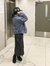Flare Button Wide Bermuda Pants (3c)