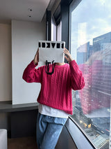 LMN Life Semi Oversized Fit Twisted Round Knitwear (5 colors)