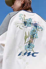 フローラルエンブロイダリージャージロゴTシャツ