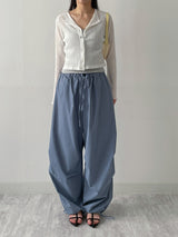[Unisex] ストッパー パラシュート バンディング ワイド パンツ