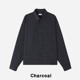 クルーディしわチェックシャツ