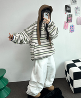 FLEECE❤RIVET TWO PIMTUCK LONG PANTS 🖤🤍🩶3COLOR