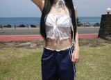 Lace Ribbon Cropped Sleeveless