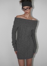 [MADE] Air wool off-shoulder cable knit dress (Wool 80%)