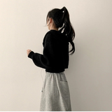 Leppon Thick Two-Way Cropped Knitwear Hooded Zip-Up