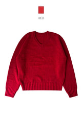 [UNISEX] オーバーフィットVネックヘラベーシックラグランニット (9 colors)