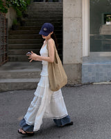 Ray frill long dress