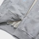 Cパッチジッパーフードジップアップ／グレー [Unisex]