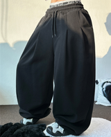 10000ソルド❤ フロントツーピンタックバルーンワイドオーバーパンツ 🩶🖤2カラー 🩶S-XL