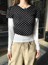Holly Dot Fleece Layered Short Sleeve T-Shirt (2c)
