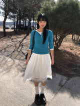 Buring Frill Tiered Lace Flare Midi Skirt