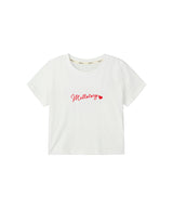 刺繍クロップ半袖Tシャツ (ホワイト)