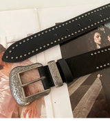 American Retro Silver Leather Belt