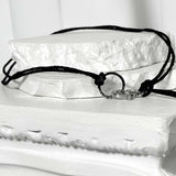 Leather string lettering necklace_black