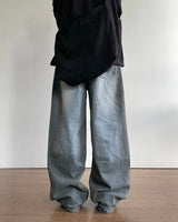 Gray Washing Denim Pants