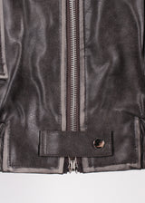 NON COLLAR LEATHER JACKET