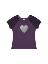 Heart glitter T-shirt - Purple