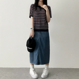  Sundy Charlang Cool Denim Long Skirt [Short & Basic Selection] Lyocell Fabric