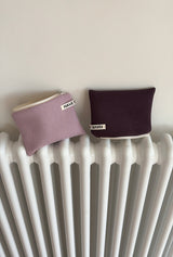 Ribbed flat pouch - pale pink , M size