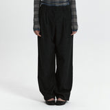 C DOUBLE LOOP WIDE WOOL SLACKS_CHARCOAL