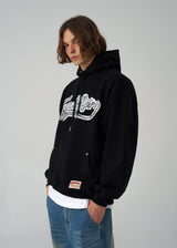Crack Printed Logo Hood - Black