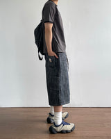 Patch Stripe Bermuda Denim Pants
