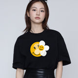[UNISEX] ドッテッドスマイルフラワーミックスショートスリーブTシャツ