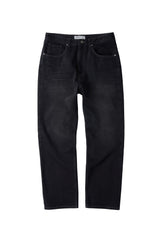 ルーズフィットテーパードデニムパンツ (Washed Black)