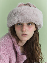 FUR TOQUE HAT IN SUEDE PINK