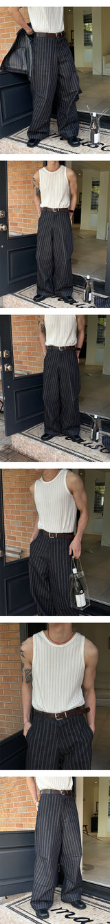 [SET UP가능] Stripe trucker denim jacket