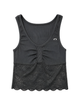 レース ショート スリーブレス[CHARCOAL]