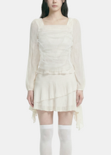 Muse Shirring Square Neck Blouse