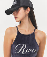 Vintage Scratched Washing  Two-tone Cap Black